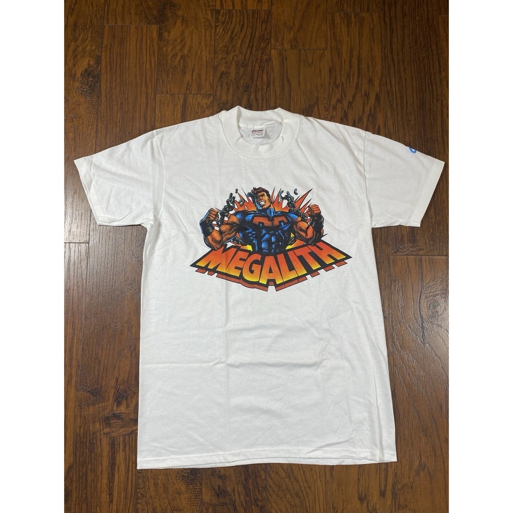 Vintage Stedman Megalith Comic Graphic T-Shirt‎ White Large Made in USA 90s